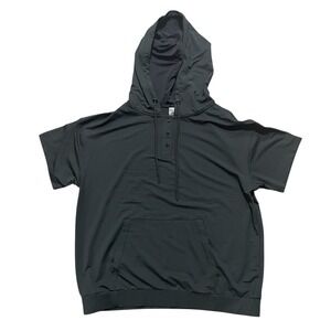 Mono B Womens Short Sleeve Hoodie Pullover Top NWT Activewear Athleisure